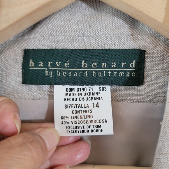 Harve Benard Women's Oatmeal Linen Blend Jacket Sz 14 Button Front Minimalist - Picture 9 of 12